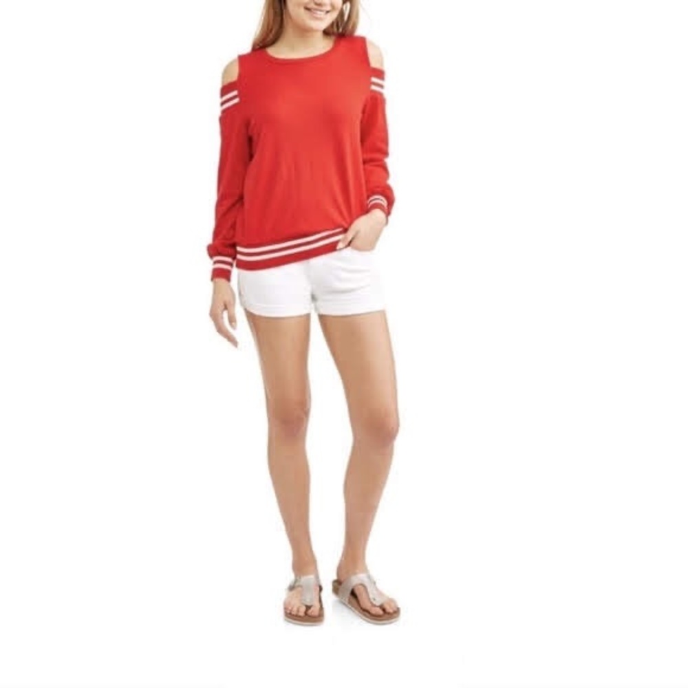White Roll Tab Sateen Denim Shorts
